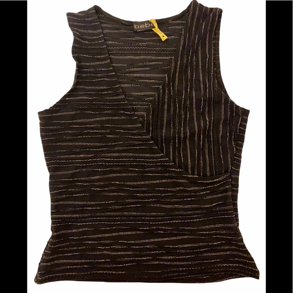 Bebe black with metallic stripes top